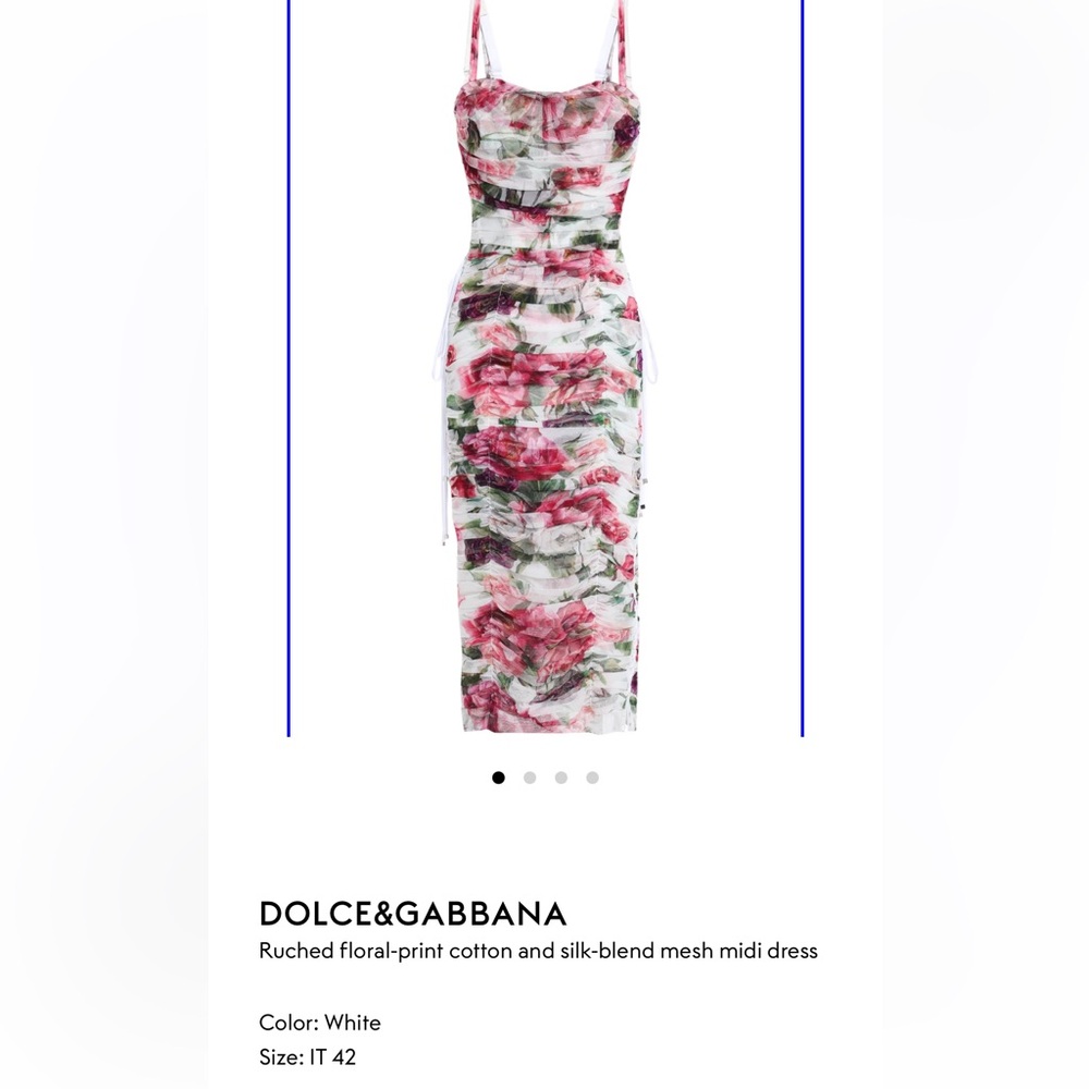 DOLCE&GABBANA
Ruched floral-print cotton and silk-blend mesh midi dress